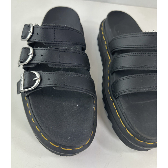 Dr Doc Martens Black Blaire Slides Buckle Strap Sandals Women's US Size 8 Shoes - Picture 12 of 16